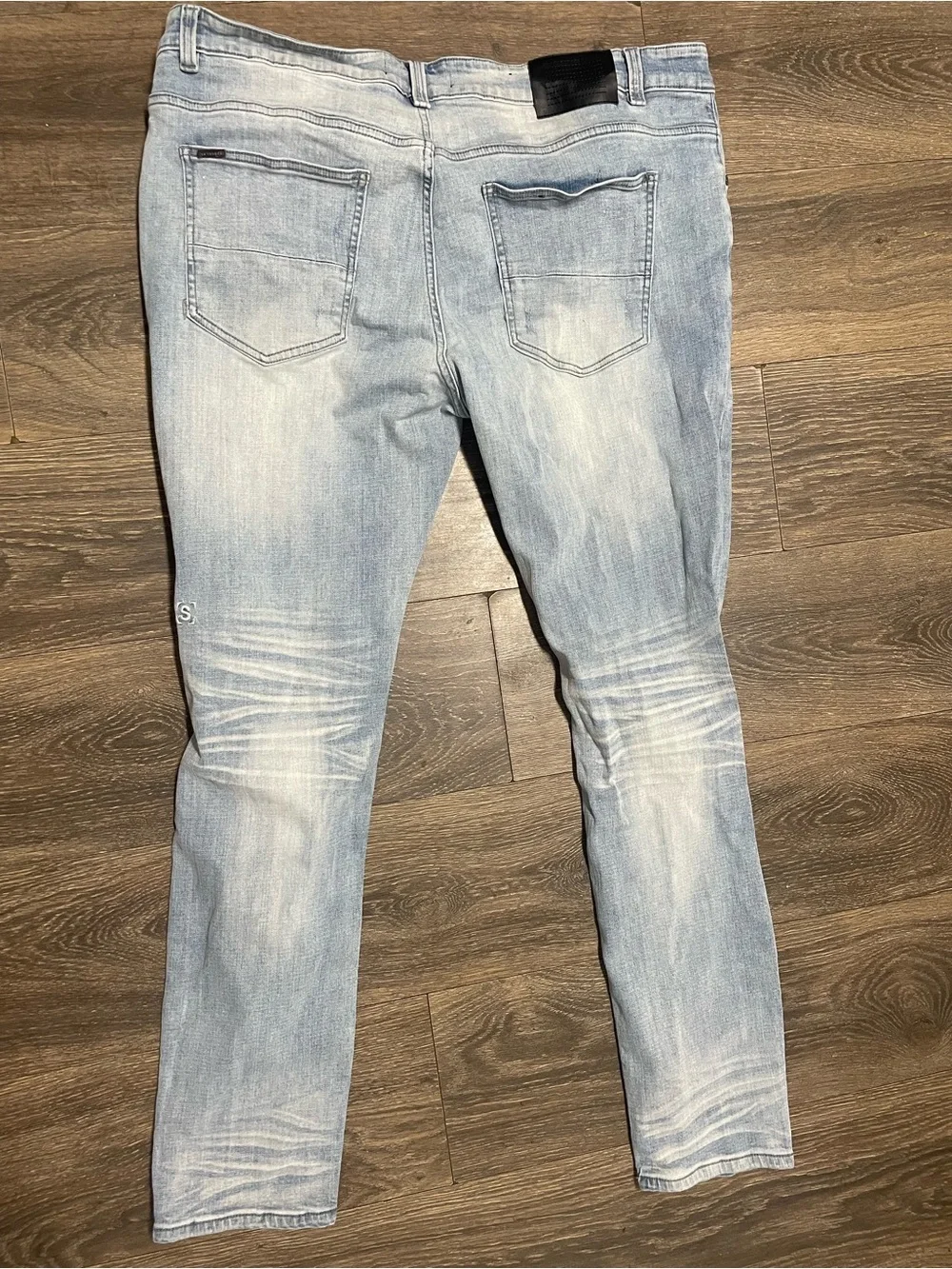 Serenede light Wash Distressed Men’s fitted denim Jeans - Size 42 men pants bot